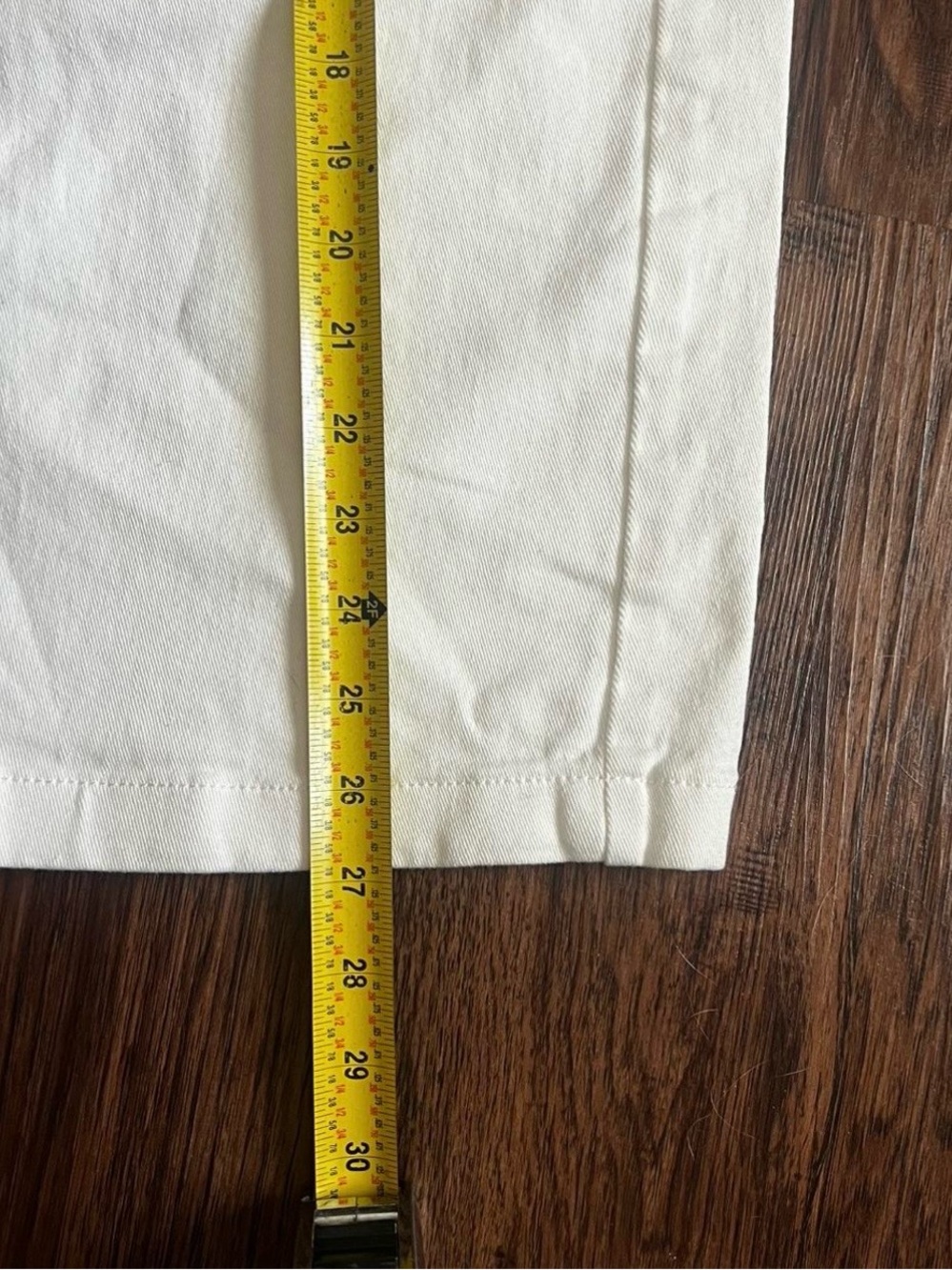 Women's White Denim Like Skirt with Front Button - Picture 2 of 4